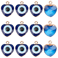 Olycraft 14Pcs Resin Pendants, Imitation Cat Eye, with Edge Light Gold Plated Iron Loops, Heart with Eye, Midnight Blue, 21x16x7.5mm, Hole: 1.8mm, 14pcs/box(DIY-OC0005-97)
