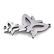 304 Stainless Steel Link Connectors, Laser Cut, Butterfly, Stainless Steel Color, 18.5x30x1.5mm, Hole: 1mm(STAS-T059-22P)