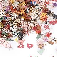 Christmas Paper Nail Art Decorations, Mixed Shapes, Mixed Color, 3~8x2~6x0.1mm(MRMJ-S037-035-M)