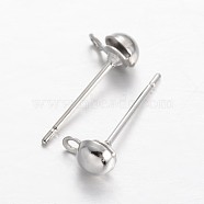 Brass Stud Earring Findings, with Loop, Platinum, 6.5x4mm, Hole: 1mm, Pin: 0.8mm(KK-F371-34P)