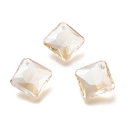 Glass Rhinestone Pendants, Faceted, Square/Rhombus, Golden Shadow, 20x20x7.5mm, Hole: 1.6mm(RGLA-A024-I01-001GS)