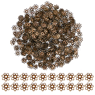 1000Pcs Iron Bead Caps, Flower, Multi-Petal, Antique Bronze, 6x1mm, Hole: 1mm(IFIN-DC0001-02)
