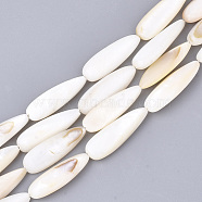 Natural Freshwater Shell Beads Strands, teardrop, 29~30x9~10x4.5~6mm, Hole: 0.8mm, about 13pcs/strand, 14.5 inch~14.9 inch(X-SHEL-S274-73)