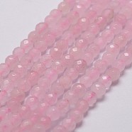 Natural Rose Quartz Beads Strands, Faceted, Round, 4mm, Hole: 1mm, about 96pcs/strand, 14.9 inches~15.1 inches(G-G736-13-4mm)