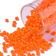 TOHO Round Seed Beads, Japanese Seed Beads, (50AF) Matte Opaque Bright Orange, 8/0, 3mm, Hole: 1mm, about 222pcs/10g(X-SEED-TR08-0050AF)