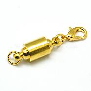 Column Brass Magnetic Clasps Converter, with Lobster Clasp, Nickel Free, Golden, 12x7x3mm(KK-D482-G-NF)