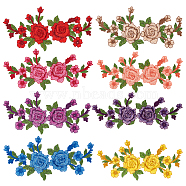 HOBBIESAY 8Pcs 8 Colors 3D Flower Pattern Computerized Embroidery Appliques, Costume Ornament Accessories, Mixed Color, 155x325x2.5mm, 1pc/color(PATC-HY0001-15)