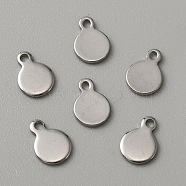 304 Stainless Steel Blank Charms, Flat Round, Stainless Steel Color, 8.5x6x0.8mm, Hole: 1.2mm(STAS-WH0022-89B-P)