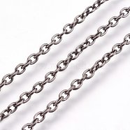 Iron Cable Chains, for DIY Jewelry Making, with Spool, Unwelded, Oval, Lead Free and Nickel Free, Gunmetal, 3x2x0.5mm, about 328.08 Feet(100m)/roll(CH-S079-B-FF)
