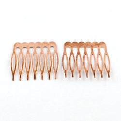 Hair Accessories Iron Hair Combs Findings, Raw(Unplated), Nickel Free, Red Bronze Color, 39x37x0.8mm(OHAR-Q042-002)