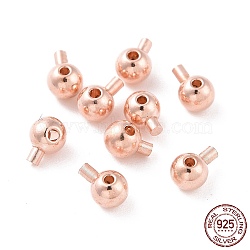 925 Sterling Silver Stopper Beads, Round, Rose Gold, 4x3mm, Hole: 0.8mm, Pin: 1mm(STER-D035-02RG)