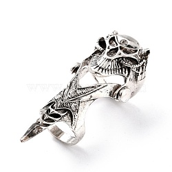 Alloy Rhinestones Finger Rings for Men, Wide Band Rings, Skull, Antique Silver, Crystal, Inner Diameter: 17mm and 21mm , 70x28x27mm(RJEW-G115-02AS)