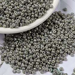 MIYUKI Round Rocailles Beads, Japanese Seed Beads, 8/0, (RR1865) Opaque Smoke Gray Luster, 8/0, 3mm, Hole: 1mm, about 2111~2277pcs/50g(SEED-X0055-RR1865)