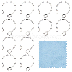 925 Sterling Silver Earring Hooks, Balloon Ear Wire, with S925 Stamp, Silver, 18 Gauge, 11.5x10x1mm, Hole: 1.4mm, Pin: 1mm, 8 Pair/box(STER-BC0002-14A)