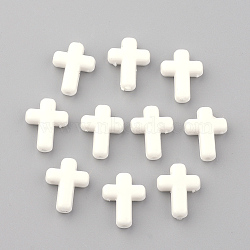 Opaque Acrylic Beads, Cross, White, 16x12x4.5mm, about 1230pcs/500g(SACR-436-C01)