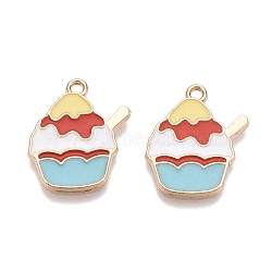 Rack Plating Alloy Enamel Pendants, Golden, Ice Cream Charm, Yellow, 19.5x16x1.5mm, Hole: 1.6mm(ENAM-N056-347B)