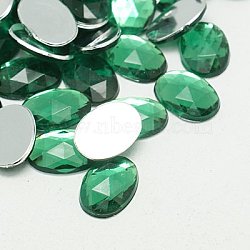 Imitation Taiwan Acrylic Rhinestone Cabochons, Faceted, Flat Back Oval, Sea Green, 25x18x6mm, about 200pcs/bag(GACR-A008-18x25mm-09)