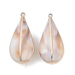 Plating Acrylic Pendants, with Imitation Shell, Shell Shapes, Sandy Brown, 74x35x23mm, Hole: 3mm(OACR-F012-07G)