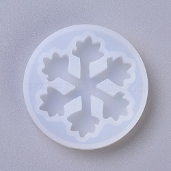 Silicone Molds, Resin Casting Molds, For UV Resin, Epoxy Resin Jewelry Making, Snowflake, White, 50x8mm(DIY-G010-24)