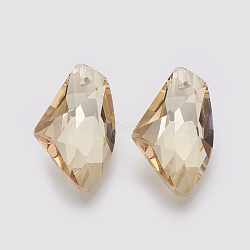 K9 Glass Rhinestone Pendants, Imitation Austrian Crystal, Faceted, Golden Shadow, 26~27x16x8.5~10mm, Hole: 1.2~1.6mm(GLAA-K034-D05)