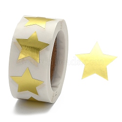 Metallic Foil Star Shape Paper Sticker Labels, Writable Paper Star Shape Seal Labels, Teacher Supplies, Gold, 24x23.5mm, 500pcs/roll(DIY-E023-03)