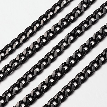 Oxidated in Black Aluminium Twisted Chains Curb Chains, Unwelded, Lead Free and Nickel Free, Size: about Chain: 12mm long, 7mm wide, 2mm thick