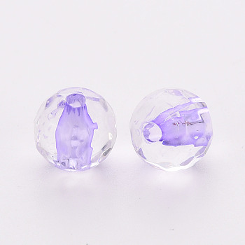 Transparent Acrylic Beads, Round, Faceted, Lilac, 6x5.5mm, Hole: 1.4mm, about 4160pcs/500g