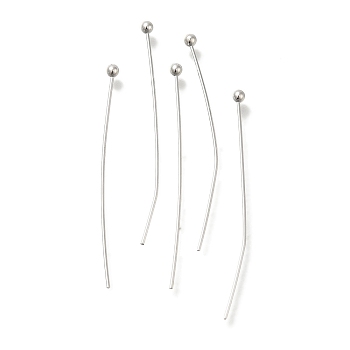 Brass Ball Head Pins, Lead Free & Cadmium Free, 925 Sterling Silver Plated, 35x0.6mm, Head: 2mm