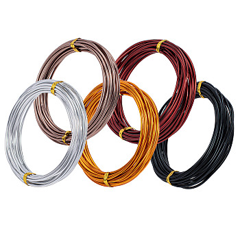 Round Aluminum Wire,Mixed Color,12 Gauge,2mm,5bundles/set