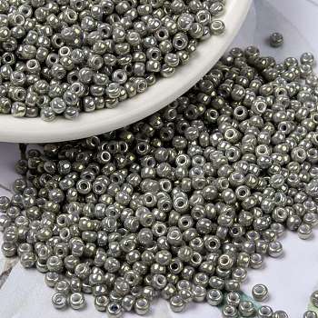 MIYUKI Round Rocailles Beads, Japanese Seed Beads, 8/0, (RR1865) Opaque Smoke Gray Luster, 8/0, 3mm, Hole: 1mm, about 2111~2277pcs/50g