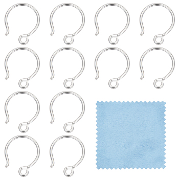 925 Sterling Silver Earring Hooks, Balloon Ear Wire, with S925 Stamp, Silver, 18 Gauge, 11.5x10x1mm, Hole: 1.4mm, Pin: 1mm, 8 Pair/box