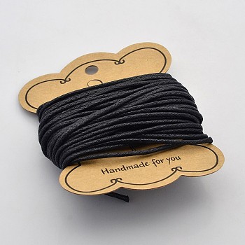 Black Waxed Cotton Cord, 2mm in diameter