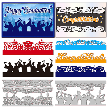 Graduation Theme Carbon Steel Cutting Dies Stencils, Decorative Embossing Paper Card Making Template for DIY Scrapbooking, Art Craft, Human, 70~76x147x0.8mm, 2pcs/set