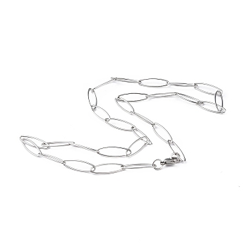 201 Stainless Steel Paperclip Chain Necklace for Men Women, Stainless Steel Color, 20.47 inch(52cm)