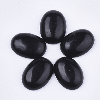 Natural Black Obsidian Cabochons, Oval, 24~26x17~19x6~7mm
