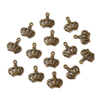 Alloy Charms, Lead Free and Cadmium Free, Crown, Antique Bronze, 14x12.5x2.5mm, Hole: 1mm