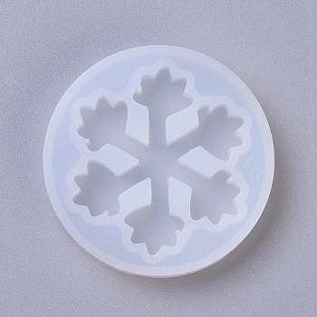 Silicone Molds, Resin Casting Molds, For UV Resin, Epoxy Resin Jewelry Making, Snowflake, White, 50x8mm