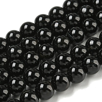 Natural Black Onyx Round Bead Strands, Dyed, 6mm, Hole: 1mm, about 62pcs/strand, 15.7 inch