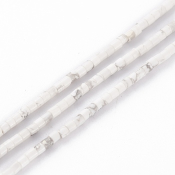 Natural Howlite Beads Strands, Column, 2x2mm, Hole: 0.8mm, about 154~160pcs/strand, 15.16~15.75 inch(38.5~40cm)