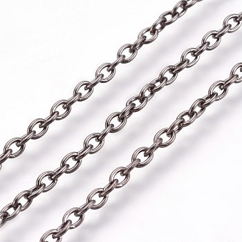 Iron Cable Chains, for DIY Jewelry Making, with Spool, Unwelded, Oval, Lead Free and Nickel Free, Gunmetal, 3x2x0.5mm, about 328.08 Feet(100m)/roll