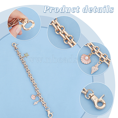 Elite 2Pcs Ocean Theme Alloy Enamel Starfish & Shell Shape Charm Purse Strap Extenders(AJEW-PH0004-97)-4