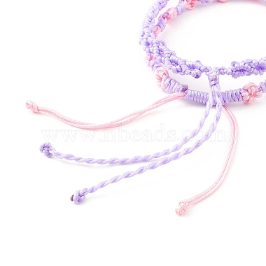 2Pcs 2 Colors Peach Blossom Braided Cord Bracelet(BJEW-JB07610-05)-5