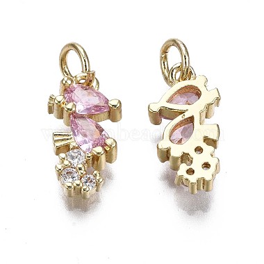 Brass Micro Pave Violet & Clear Cubic Zirconia Charms(ZIRC-S067-004-NR)-2