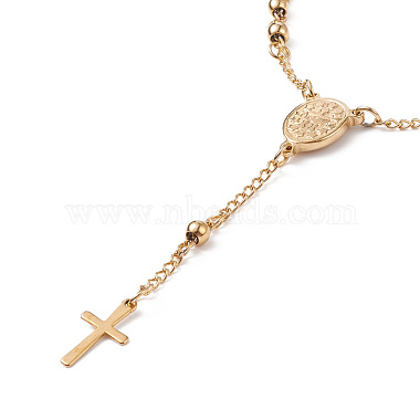 Rosary Bead Bracelets with Cross(BJEW-E282-02G)-3