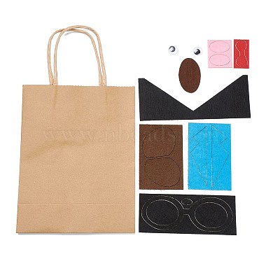 DIY Rectangle with Bear Pattern Kraft Paper Bag Making Set(DIY-F079-16)-2