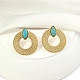 201 Boucles d'oreilles en forme de donut en acier inoxydable avec oeil de cheval turquoise synthétique(EJEW-D084-12G)-4