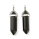 2Pcs Natural Obsidian Double Terminal Pointed Pendants(G-YW0002-04)-2