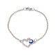 2Pcs 2 Color Crystal Rhinestone Heart with Evil Eye Link Bracelets Set(BJEW-JB09166)-2