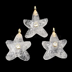 Natural Quartz Crystal Pendants, Starfish Charms with Brass Micro Pave  Clear Cubic Zirconia Findings, 27~28.5x21~21.5x8.5~9mm, Hole: 3mm(X-G-H353-01G-02)