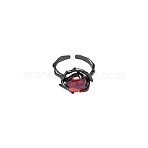 Alloy & Glass Cuff Rings for Women Men, Gunmetal, 15~20mm(FS-WGB0361-02)